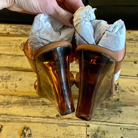 NEW ALDO SHOES LUCITE HEELS SLIP-ON MINIMALIST WEDGE SANDALS WEDGE HEELS 8 M - Picture 6 of 9